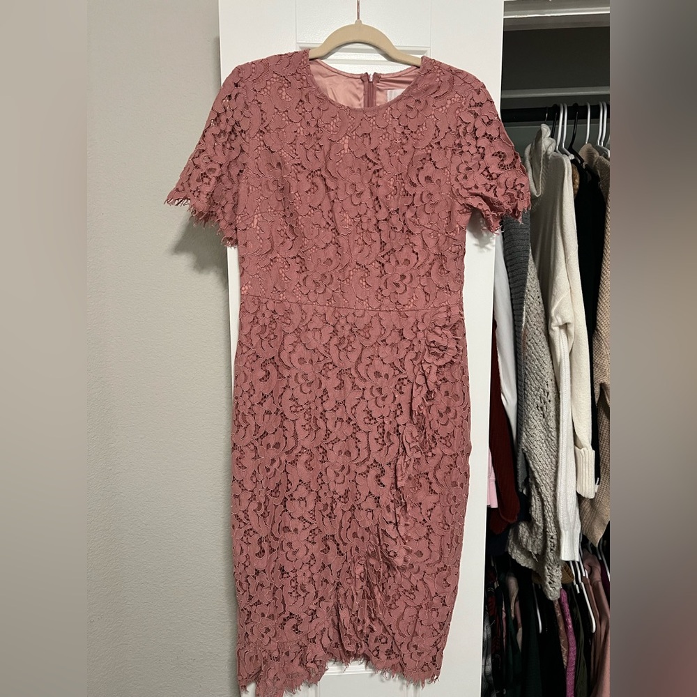 Rachel Parcell Dusty Rose Lace Midi Dress